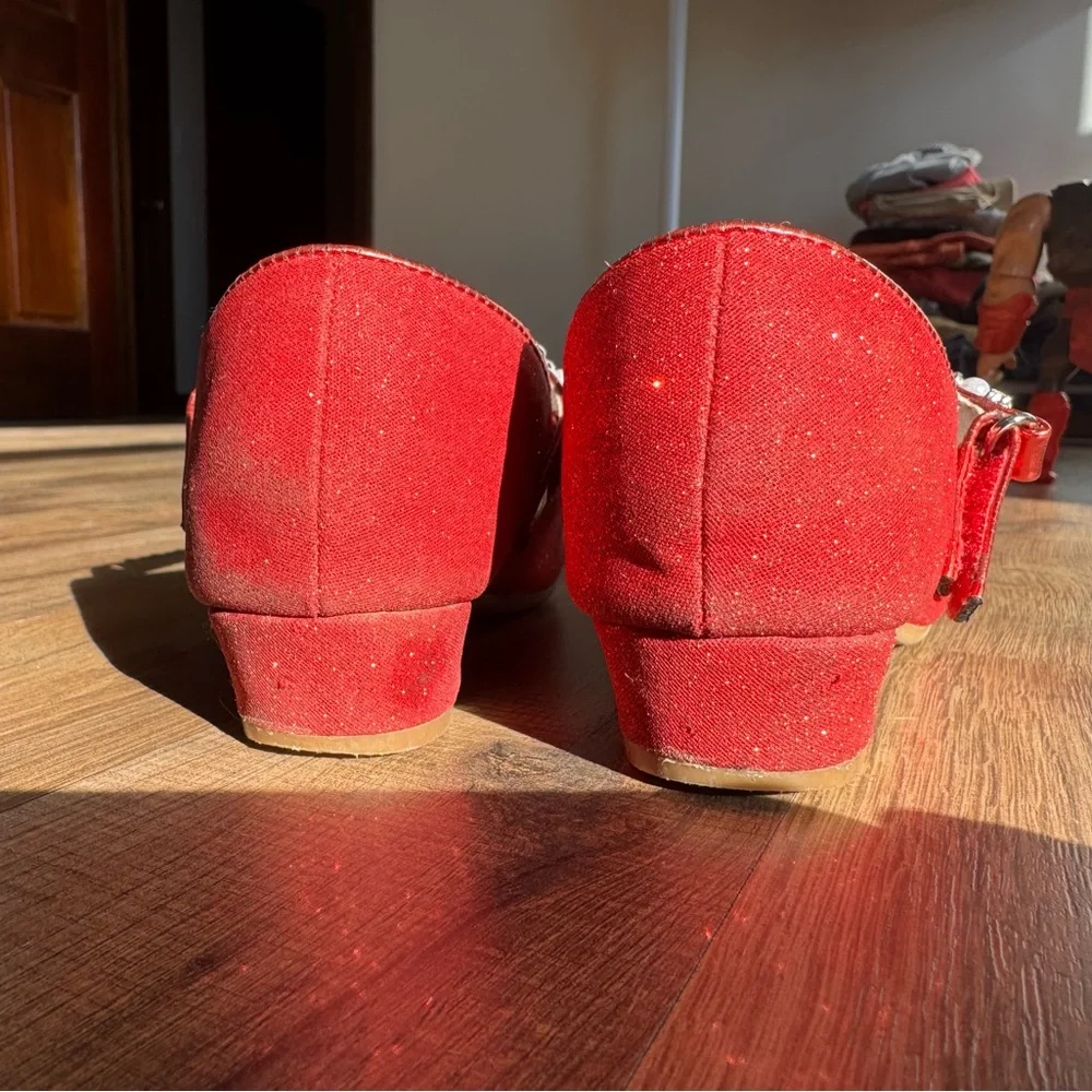 Stelle Girls Red Sparkle Princess Holiday Dorothy Ruby Slippers Pearls Size 1